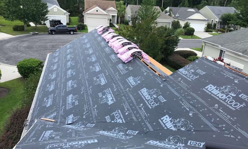 Newly installed architectural shingles on Bluffton residence after full roof replacement
